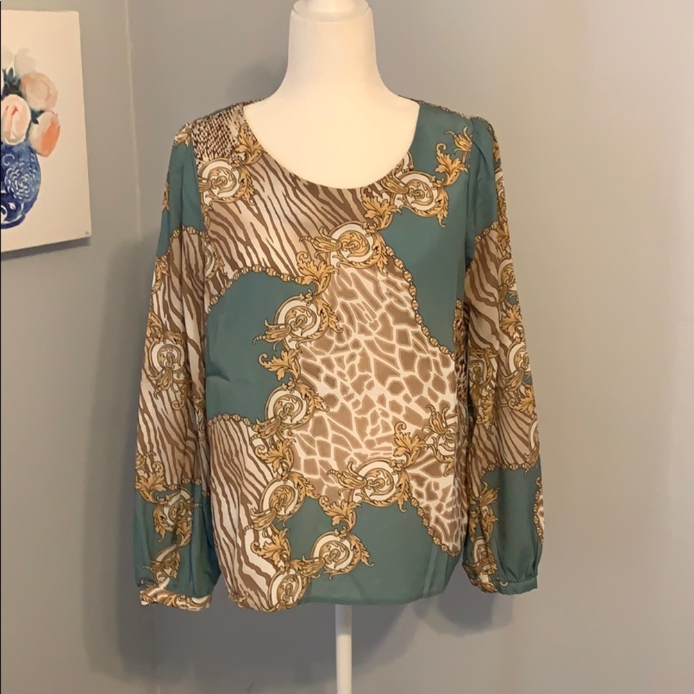 F21 Mint Gold Long Sleeved Blouse